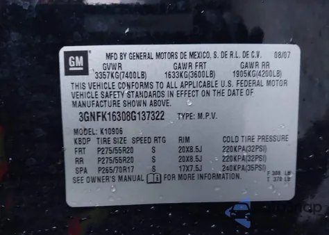 2008 Chevrolet Suburban Ltz z USA, uszkodzony, nr VIN 3GNFK16308G137322